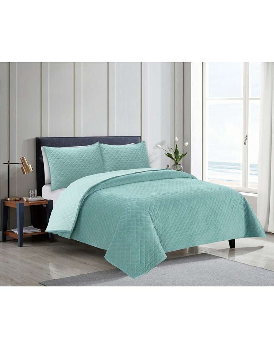 Comforters & Quilts * | Melange Home Classic Velvet Diamond 3Pc Quilt Set Comforters & Quilts