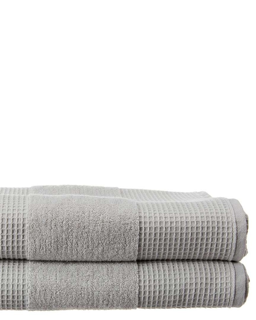 Bath Sheets * | Melange Waffle Terry Bath Sheet 2Pc Set Home Bath Sheets