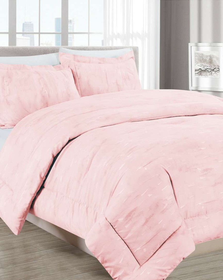 Comforters & Quilts * | Melange Barbarian Sleepy Texture 3Pc Comforter Set Pink Home Comforters & Quilts