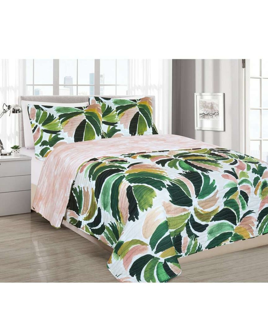 Comforters & Quilts * | Melange Barbarian Junglicious Monsteras Quilt Set Home Comforters & Quilts