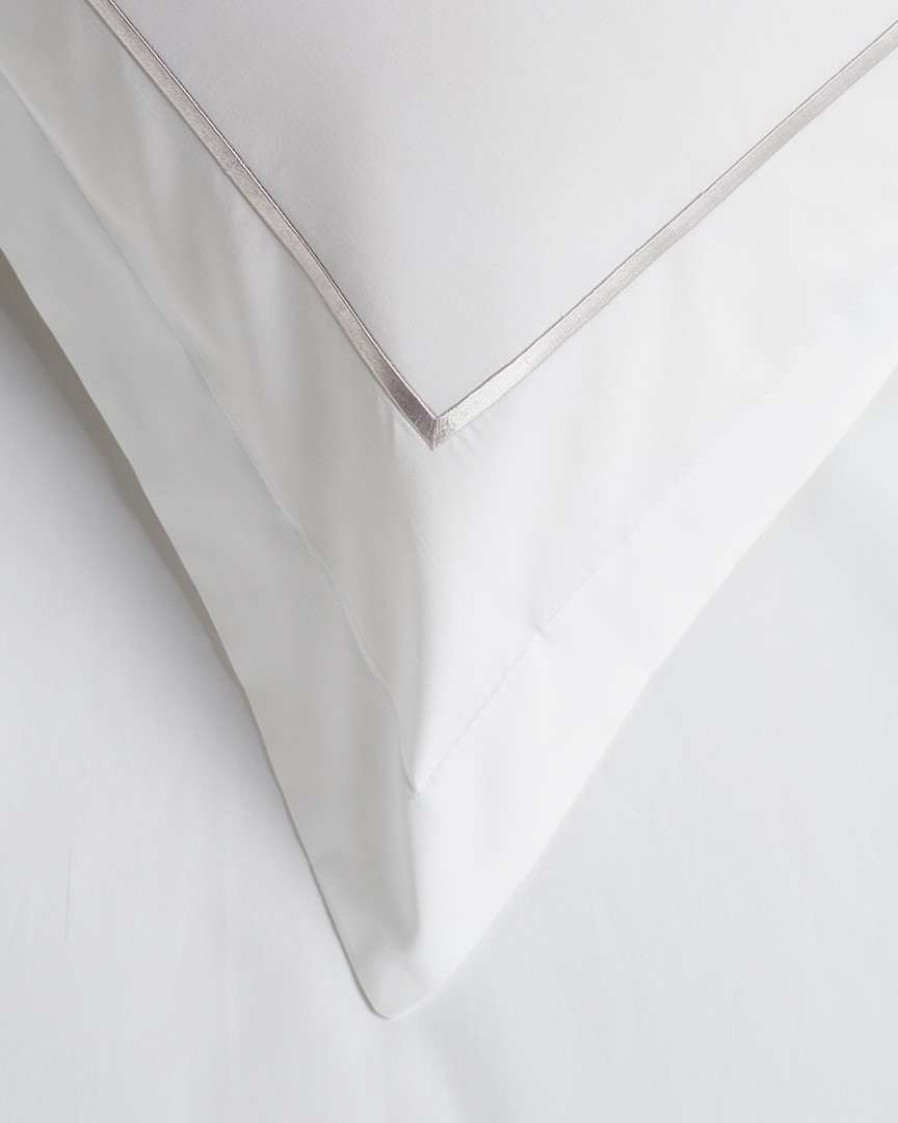 Duvet Inserts & Duvets * | Melange 300Tc Percale Single Embroidered Stripe Duvet Set Home Duvet Inserts & Duvets