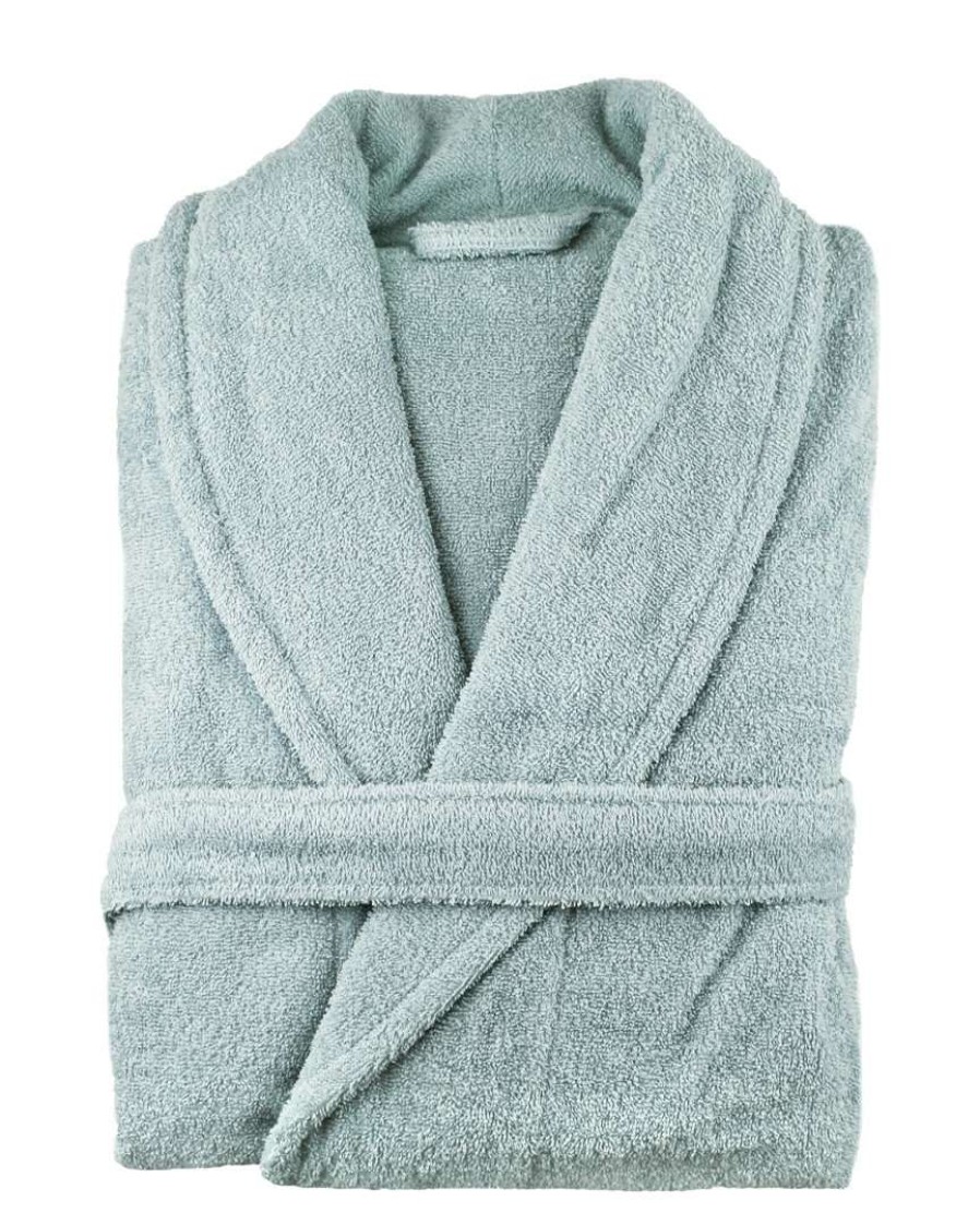 Robes & Slippers * | Melange 100% Turkish Cotton Bathrobe Celestial Blue Home Robes & Slippers