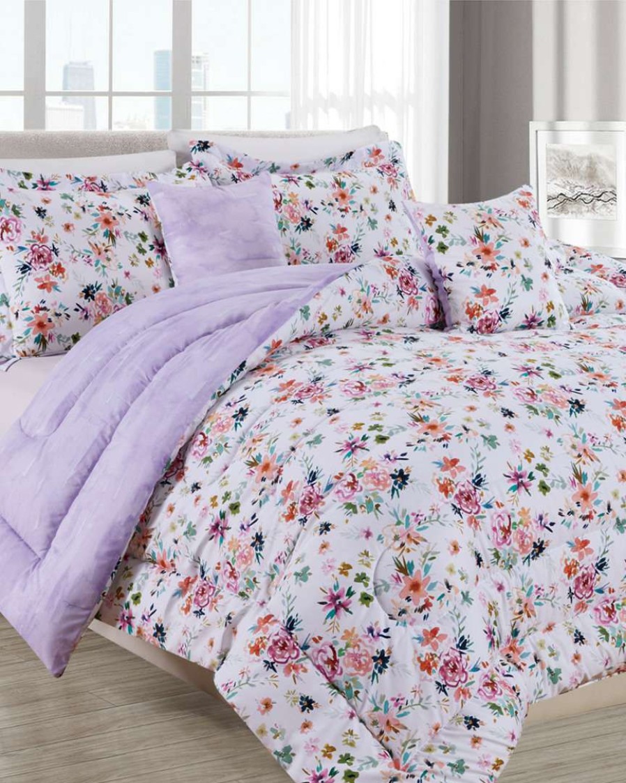 Duvet Inserts & Duvets * | Melange Barbarian Wild Love Lilac 5Pc Comforter Set Home Duvet Inserts & Duvets