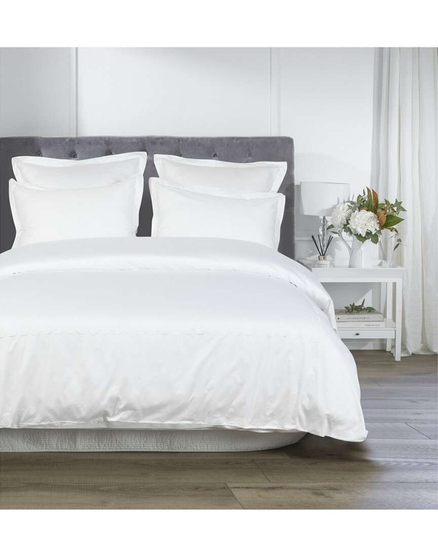 Duvet Inserts & Duvets * | Melange Home T600 Scallop Embroidered Duvet Set Duvet Inserts & Duvets White