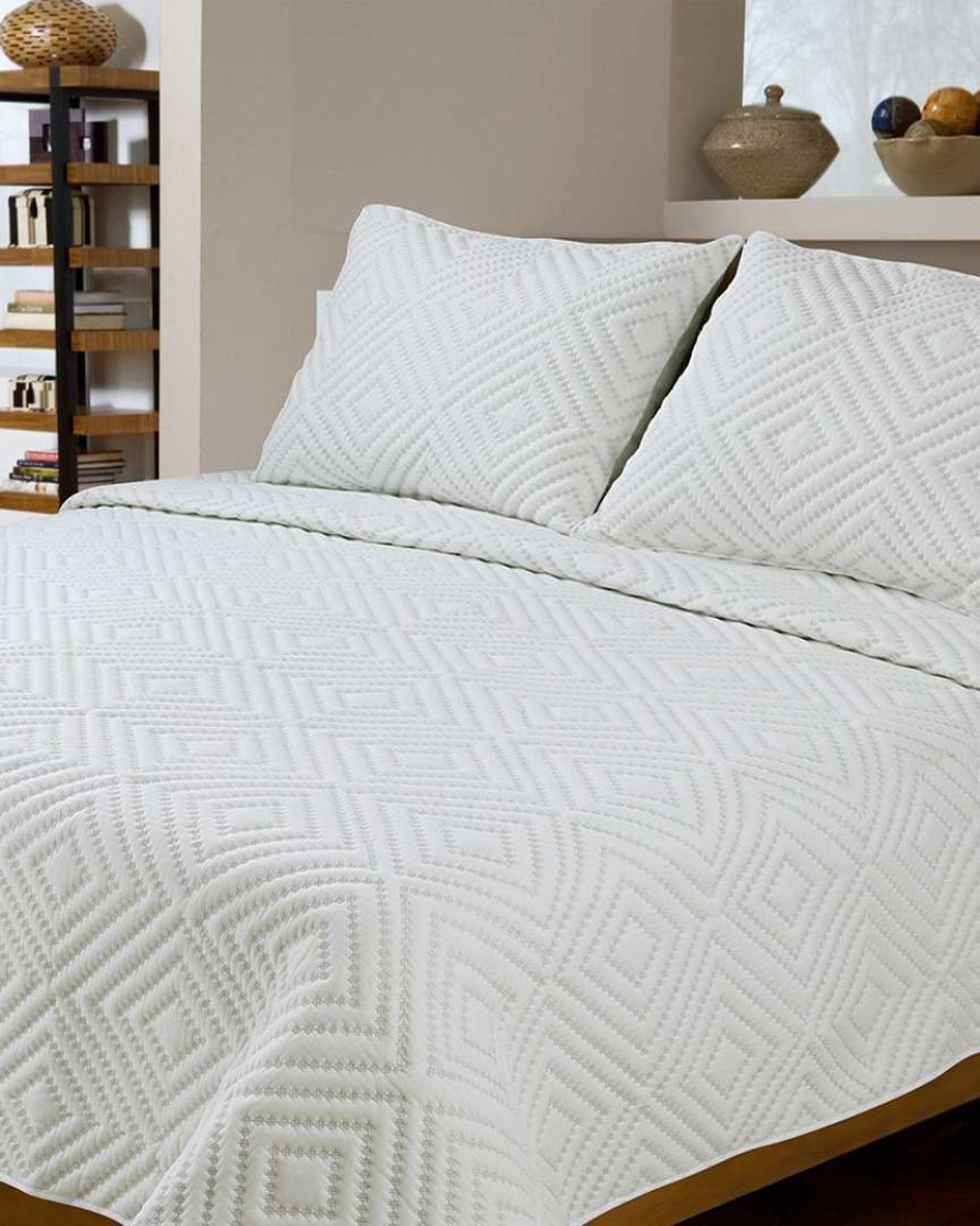 Comforters & Quilts * | Melange Diamond Square Stitch Cotton Shell Quilt Set Home Comforters & Quilts