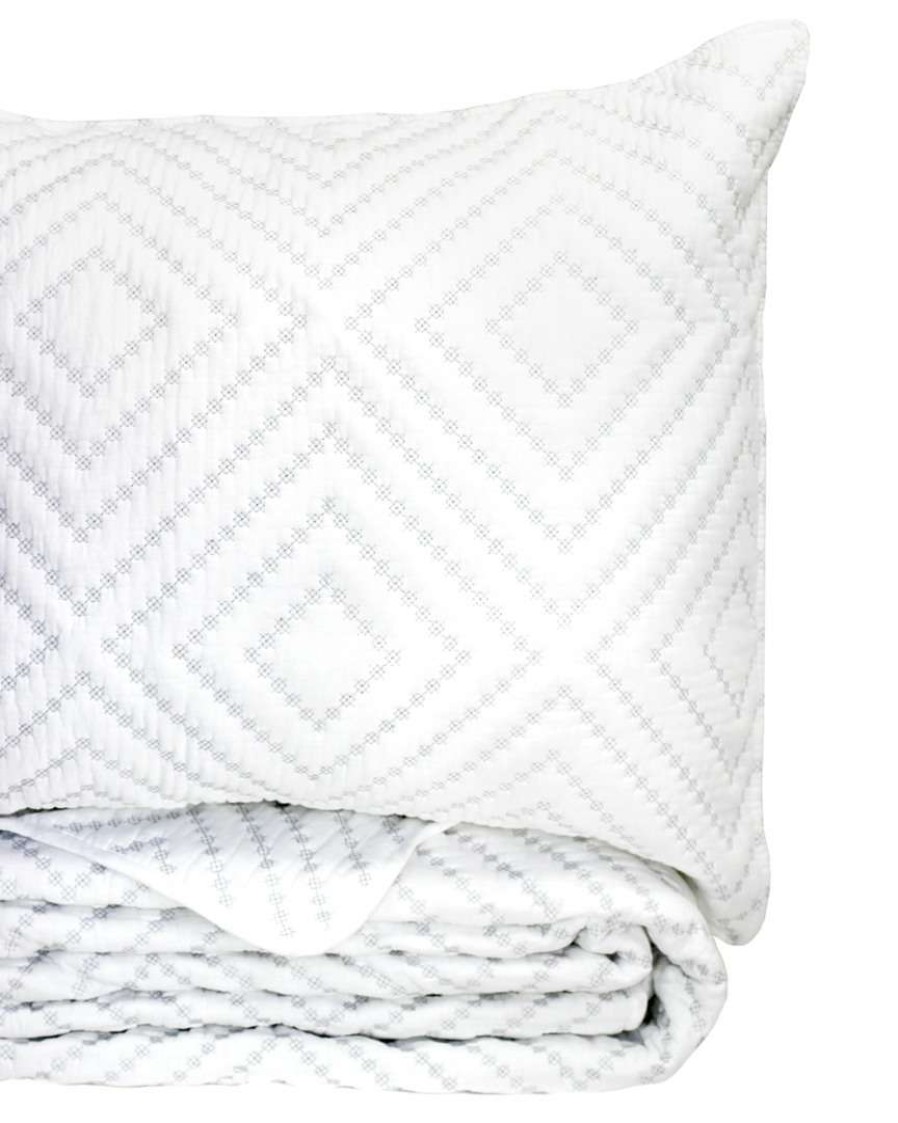 Comforters & Quilts * | Melange Diamond Square Stitch Cotton Shell Quilt Set Home Comforters & Quilts