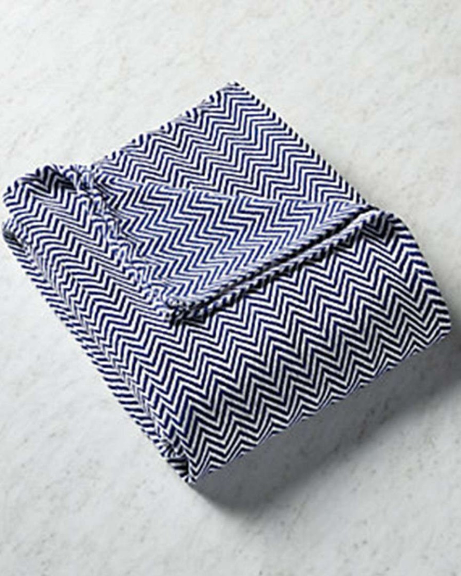 Blankets & Throws * | Melange Herringbone Blanket Navy Home Blankets & Throws