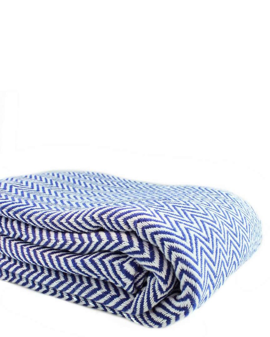 Blankets & Throws * | Melange Herringbone Blanket Navy Home Blankets & Throws