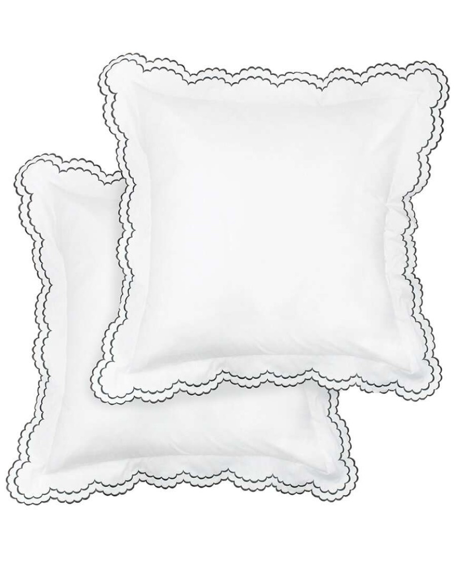 Pillowcases & Shams * | Melange Home Double Scalloped Embroidered Sham Pair Pillowcases & Shams