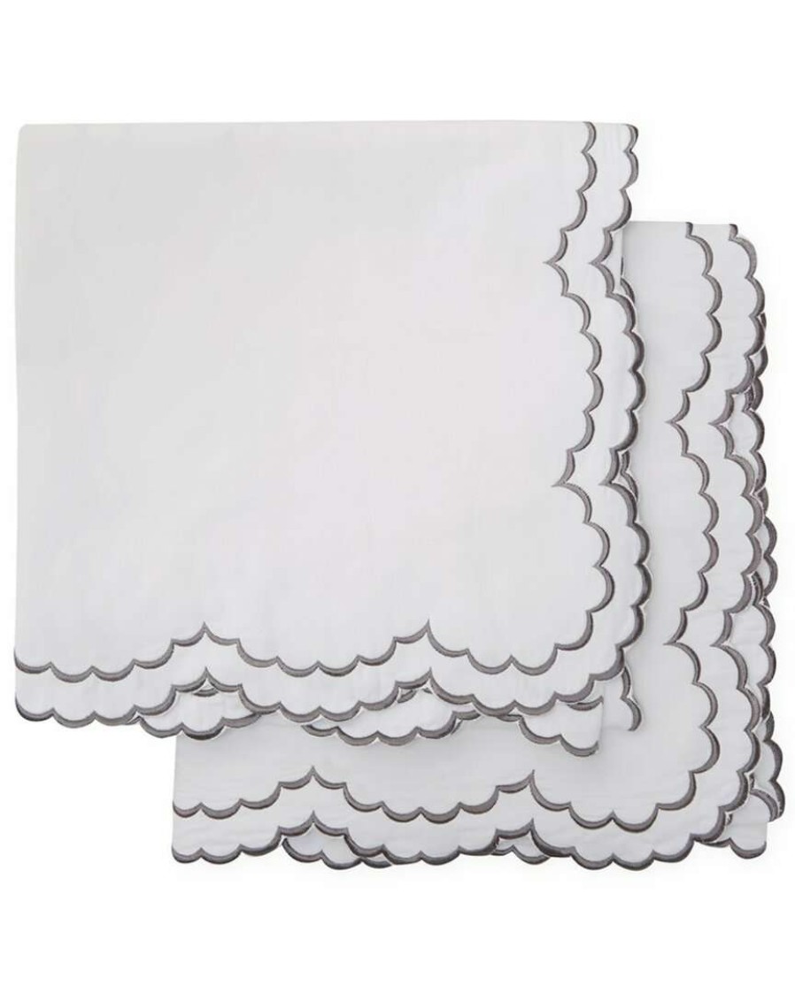 Pillowcases & Shams * | Melange Home Double Scalloped Embroidered Sham Pair Pillowcases & Shams