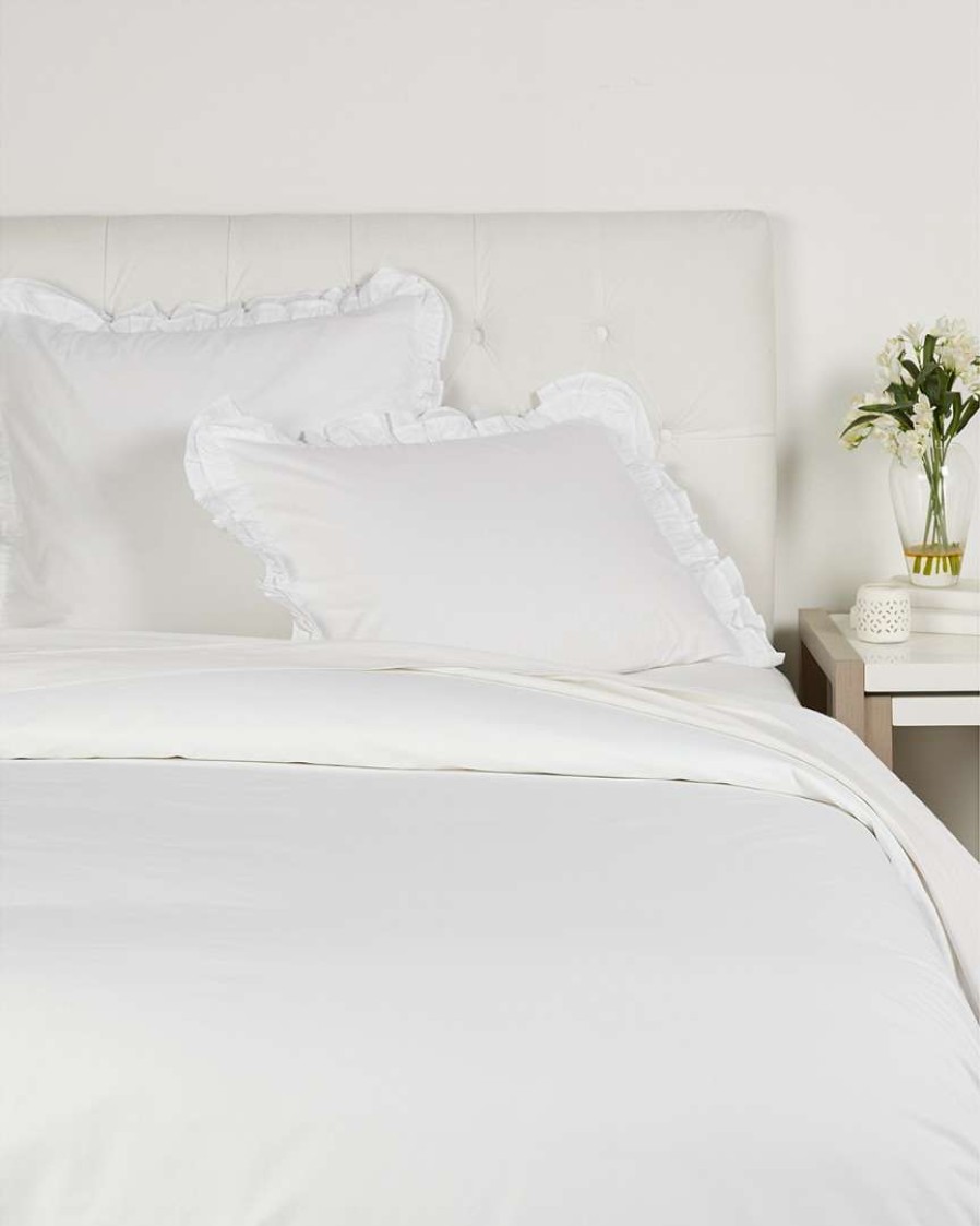 Duvet Inserts & Duvets * | Melange Cotton Percale Double Ruffle Duvet Set Home Duvet Inserts & Duvets