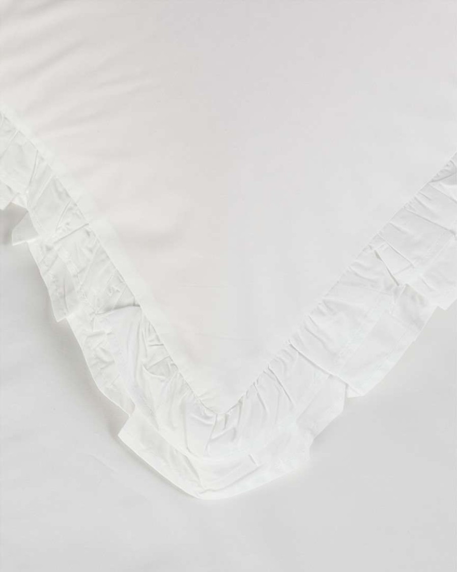 Duvet Inserts & Duvets * | Melange Cotton Percale Double Ruffle Duvet Set Home Duvet Inserts & Duvets