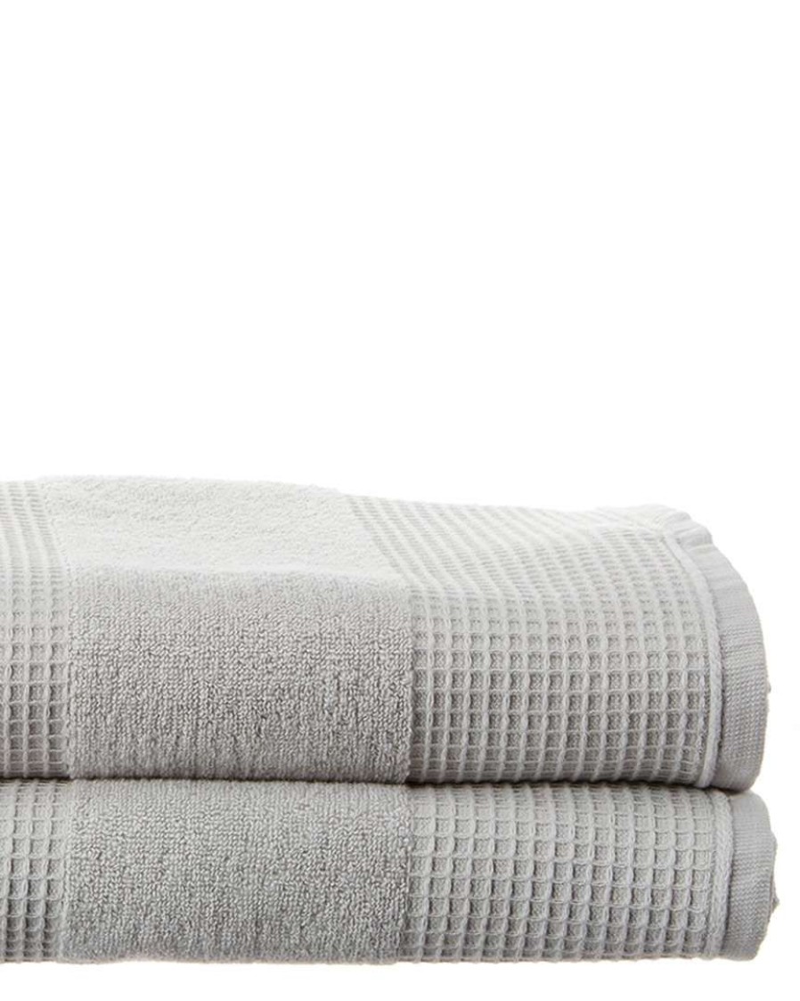 Bath Towels * | Melange Waffle Terry Turkish Cotton Bath Towel 2Pc Set Home Bath Towels