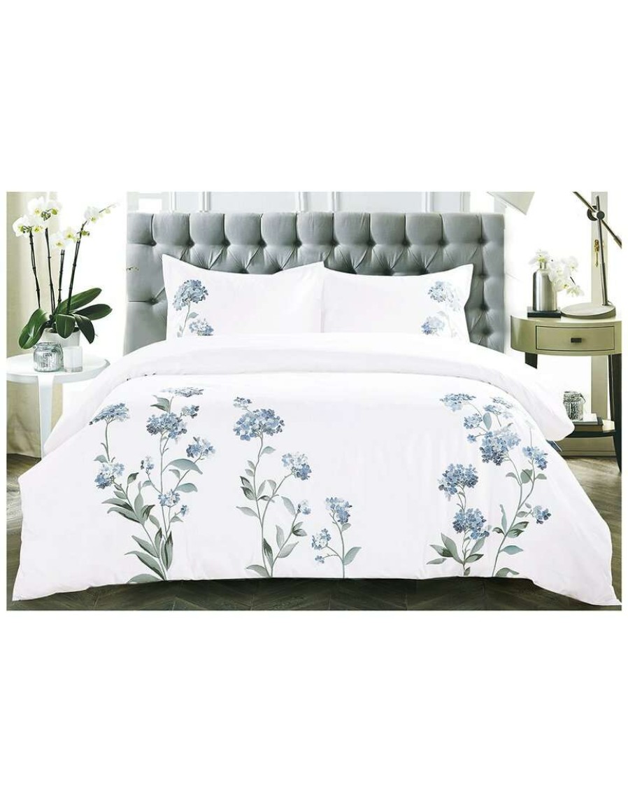 Duvet Inserts & Duvets * | Melange Hydrangea Embroidered Duvet Set Home Duvet Inserts & Duvets