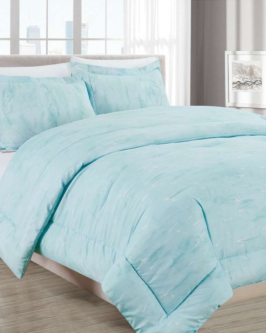 Comforters & Quilts * | Melange Barbarian Sleepy Texture 3Pc Comforter Set Turquoise Home Comforters & Quilts