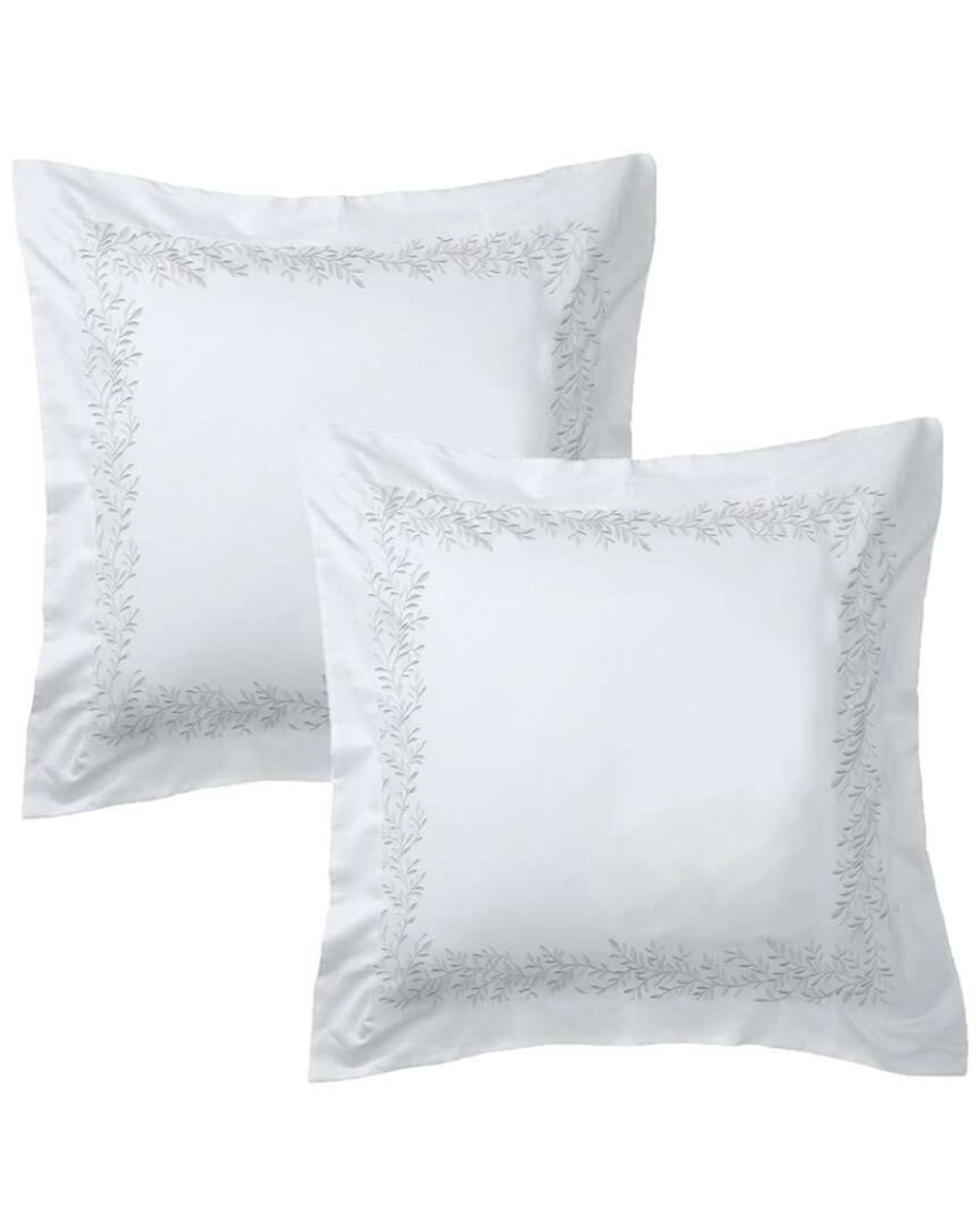 Pillowcases & Shams * | Melange Home Floral Vine Embroidery Set Of 2 Euro Shams Pillowcases & Shams