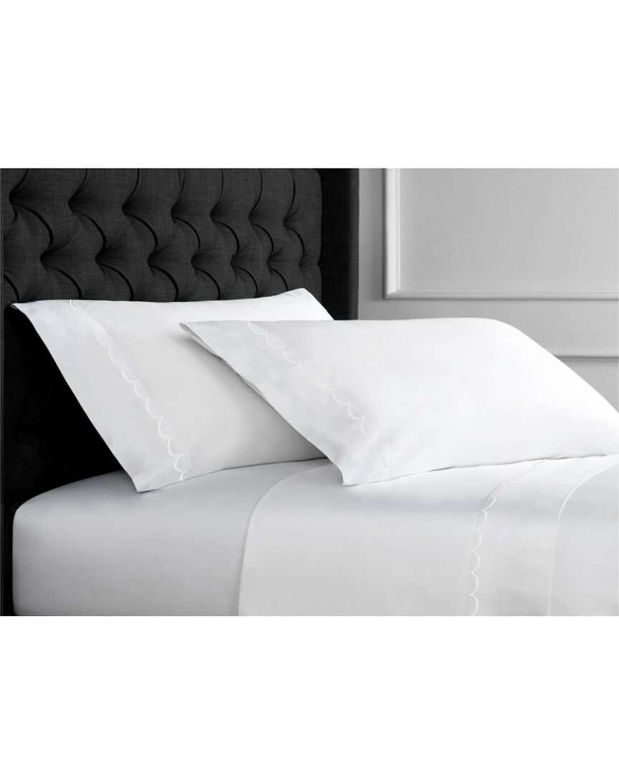 Sheets * | Melange Home T600 Scallop Embroidered Sheet Set Sheets White