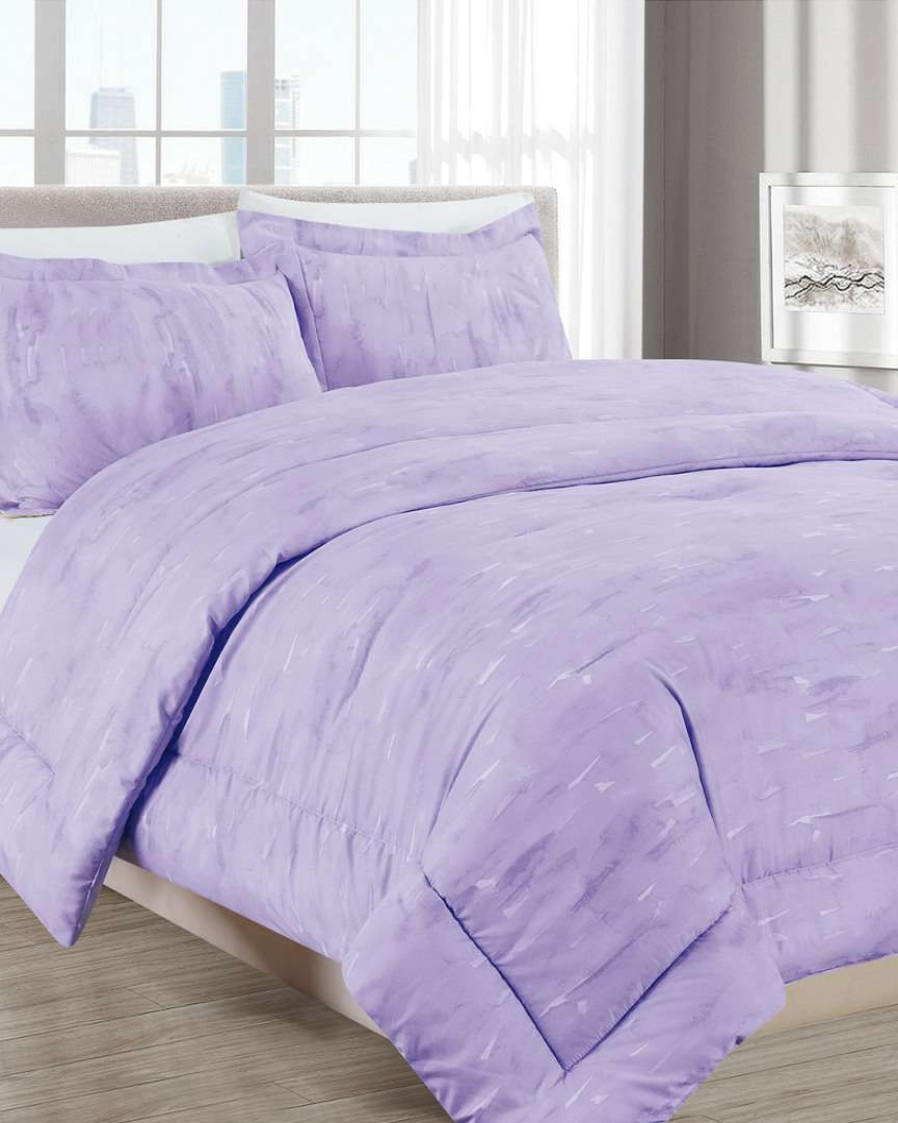 Comforters & Quilts * | Melange Barbarian Sleepy Texture 3Pc Comforter Set Lilac Home Comforters & Quilts