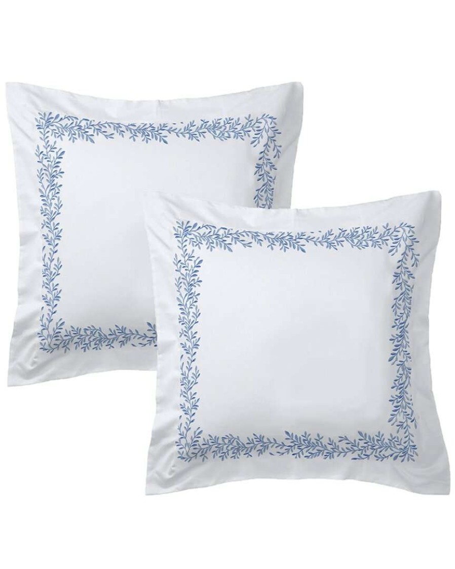 Pillowcases & Shams * | Melange Home Floral Vine Embroidery Set Of 2 Euro Shams Pillowcases & Shams