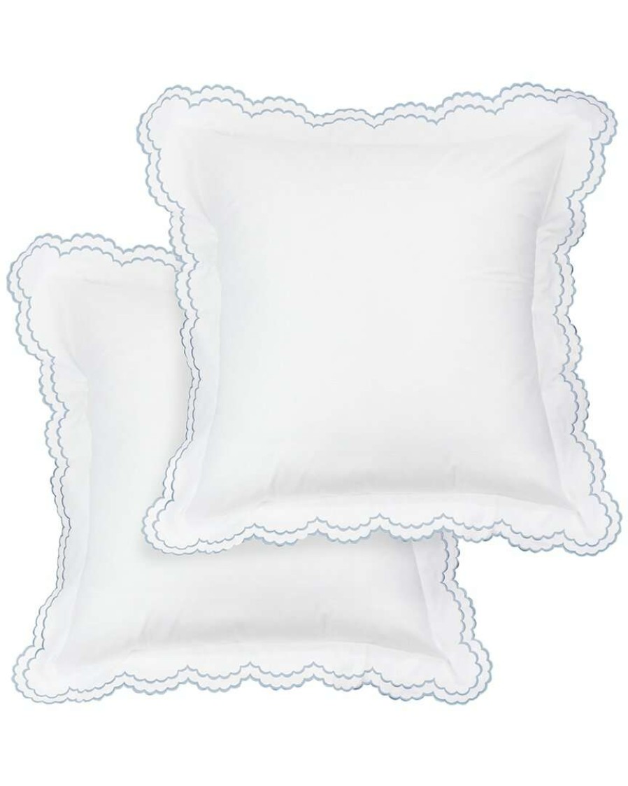 Pillowcases & Shams * | Melange Home Double Scalloped Embroidered Sham Pair Pillowcases & Shams