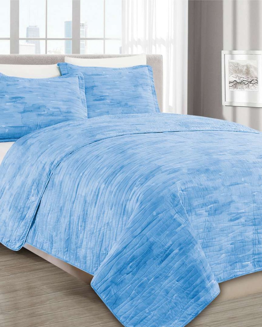 Comforters & Quilts * | Melange Barbarian Sleepy Texture Quilt Set Blue Home Comforters & Quilts