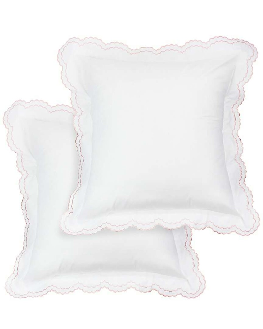 Pillowcases & Shams * | Melange Home Double Scalloped Embroidered Sham Pair Pillowcases & Shams