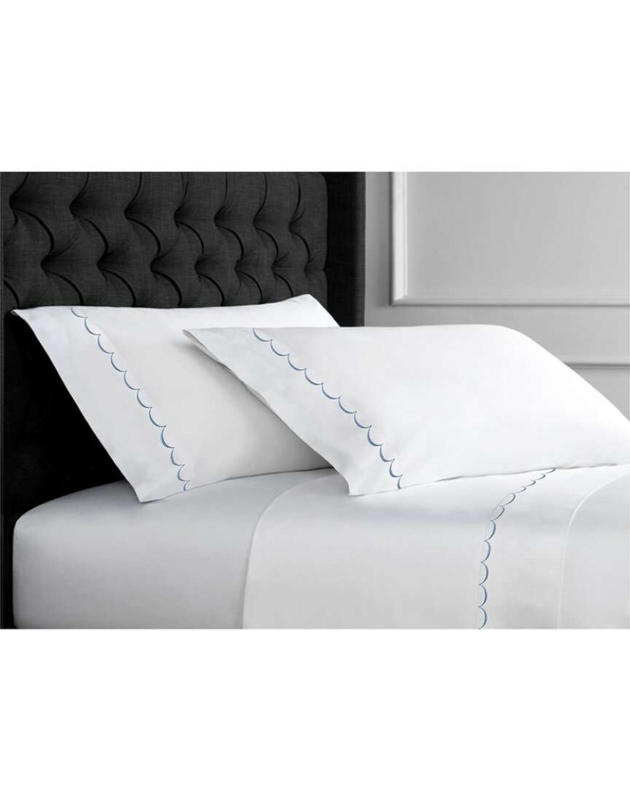 Sheets * | Melange Home T600 Scallop Embroidered Sheet Set Sheets Blue