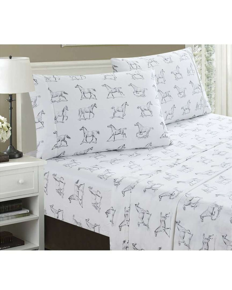 Sheets * | Melange Home T400 Horses Sheet Set Sheets Grey