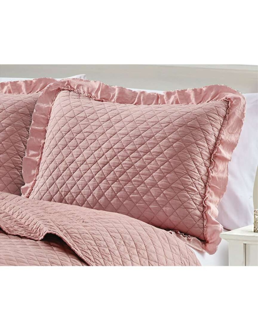 Comforters & Quilts * | Melange Home Stonewash Diamond Ruffles Quilt Set Comforters & Quilts