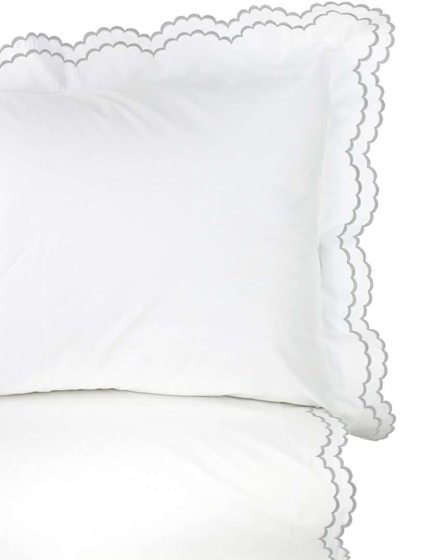 Duvet Inserts & Duvets * | Melange Home Double Scalloped Embrodiery Duvet Set Duvet Inserts & Duvets Grey