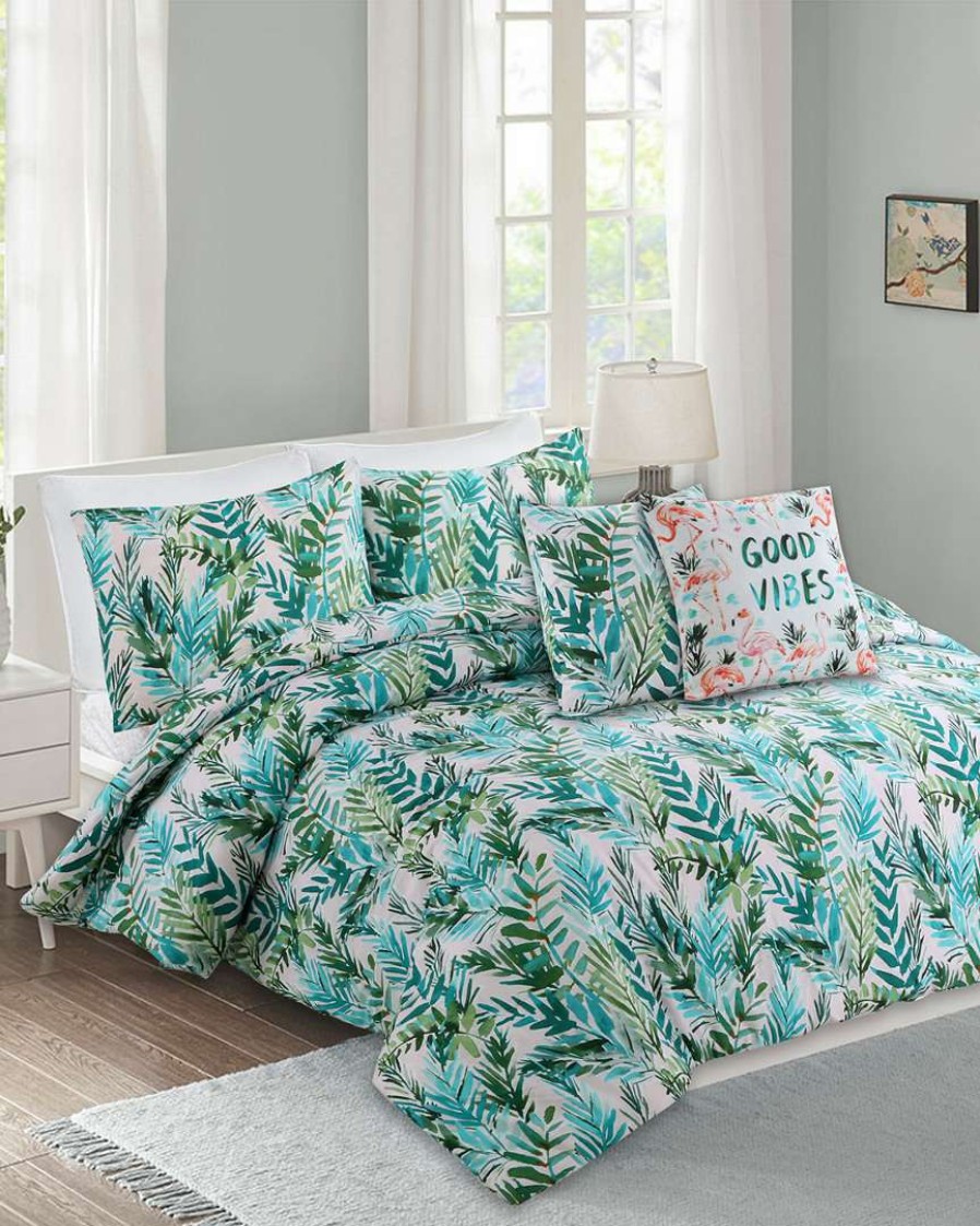 Duvet Inserts & Duvets * | Melange Barbarian Sunset Palm 3Pc Cotton Comforter Set Home Duvet Inserts & Duvets