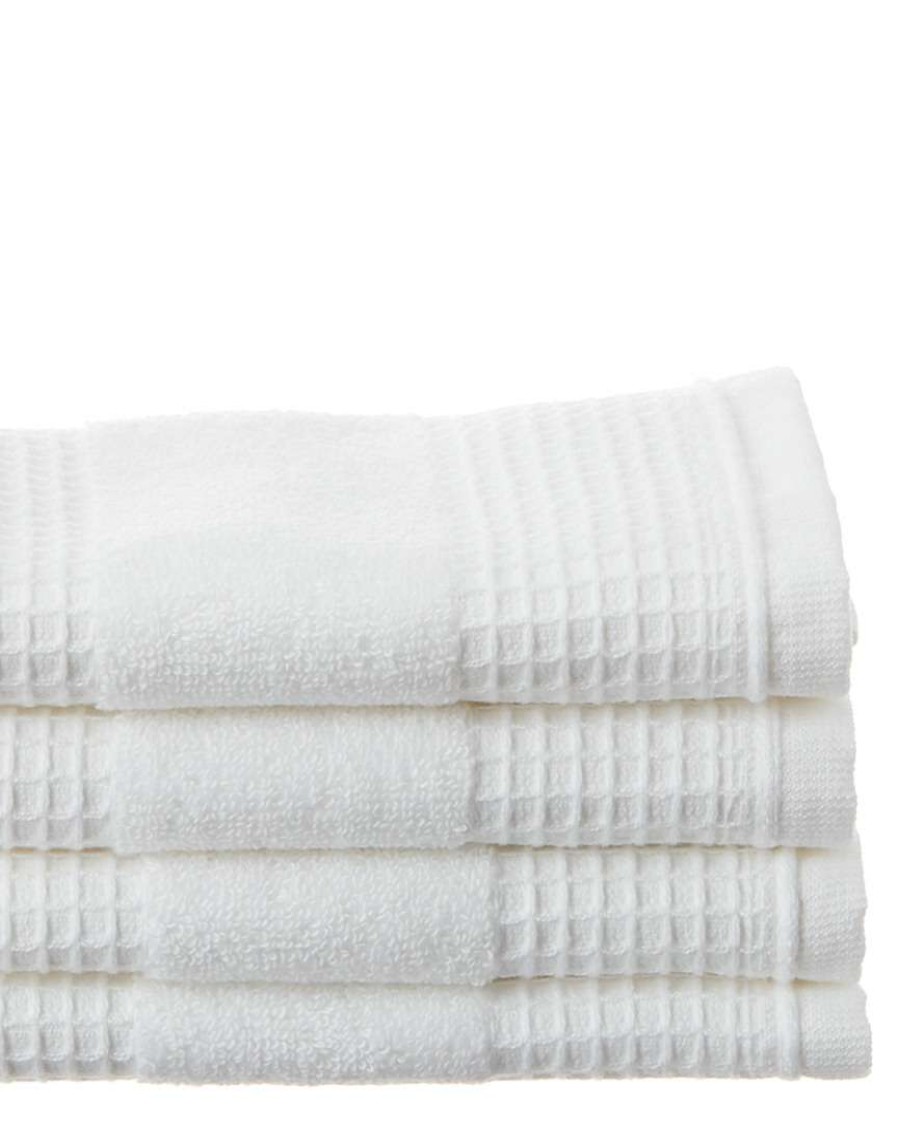 Bath Towels * | Melange Waffle Turkish Cotton Terry Wash Towel 4Pc Set Home Bath Towels