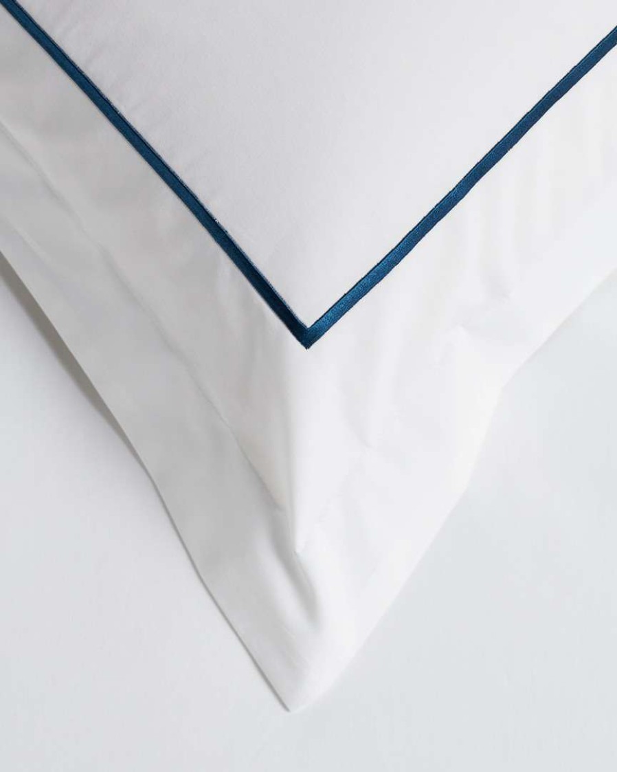 Duvet Inserts & Duvets * | Melange 300Tc Percale Single Embroidered Stripe Duvet Set Home Duvet Inserts & Duvets