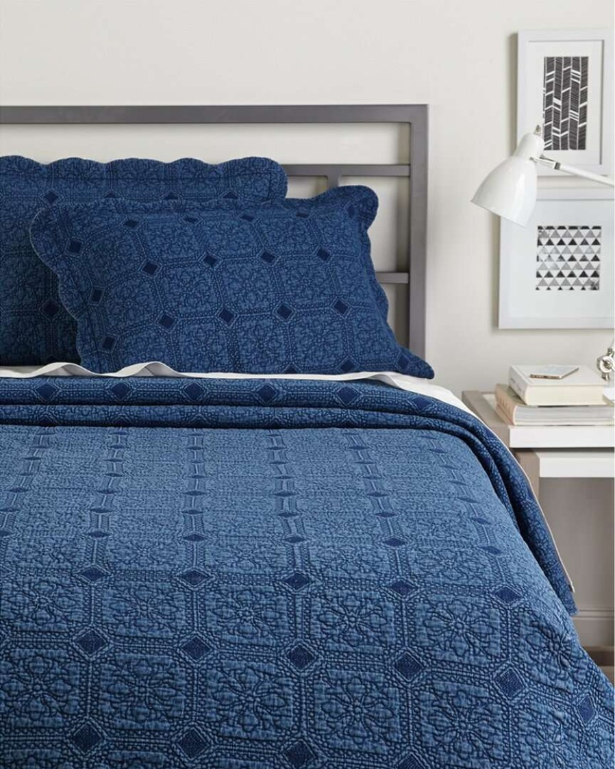 Comforters & Quilts * | Melange Denim Diamond Quilt Set Home Comforters & Quilts