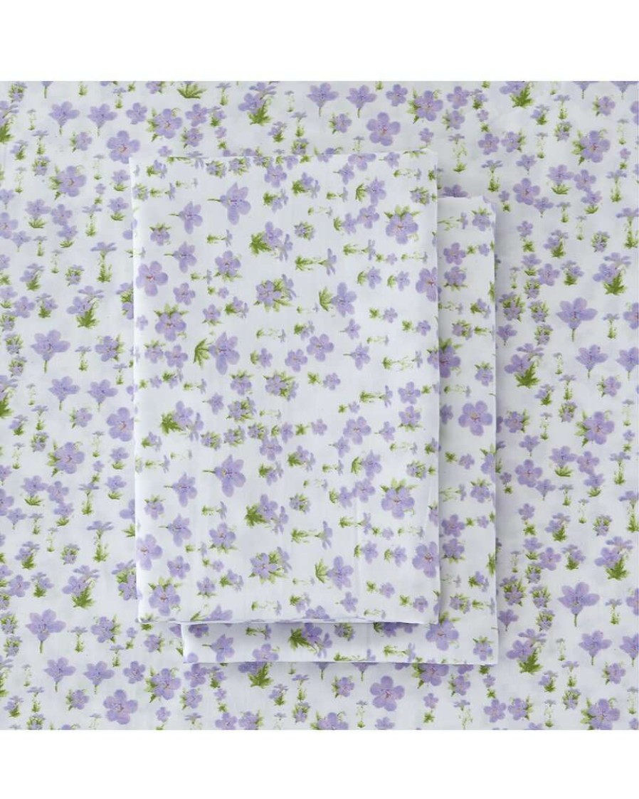 Sheets * | Melange Home T400 Hemstitch Little Lilac Sheet Set Sheets Purple