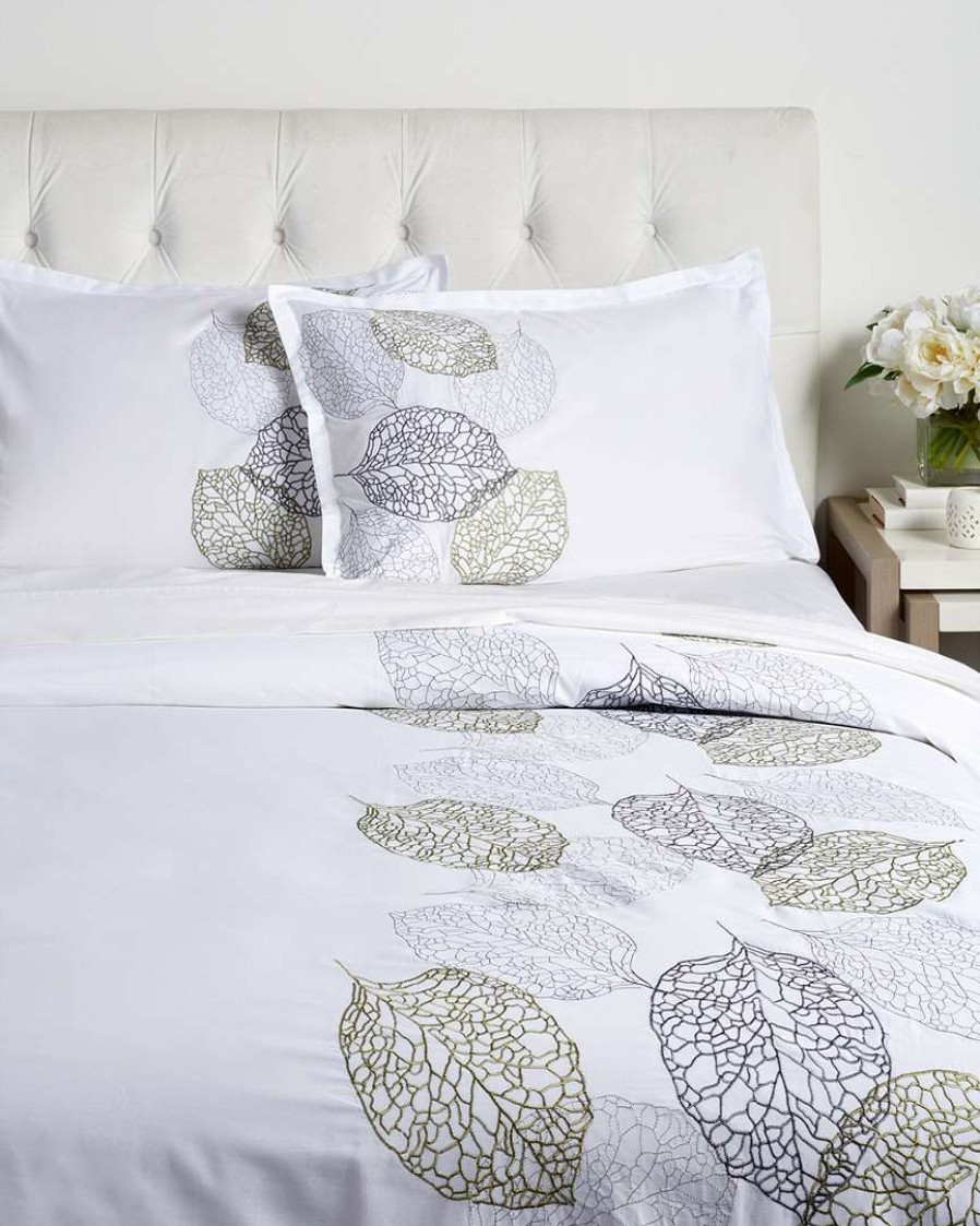 Duvet Inserts & Duvets * | Melange Home Turning Leaf Embrodiery Duvet Set Duvet Inserts & Duvets