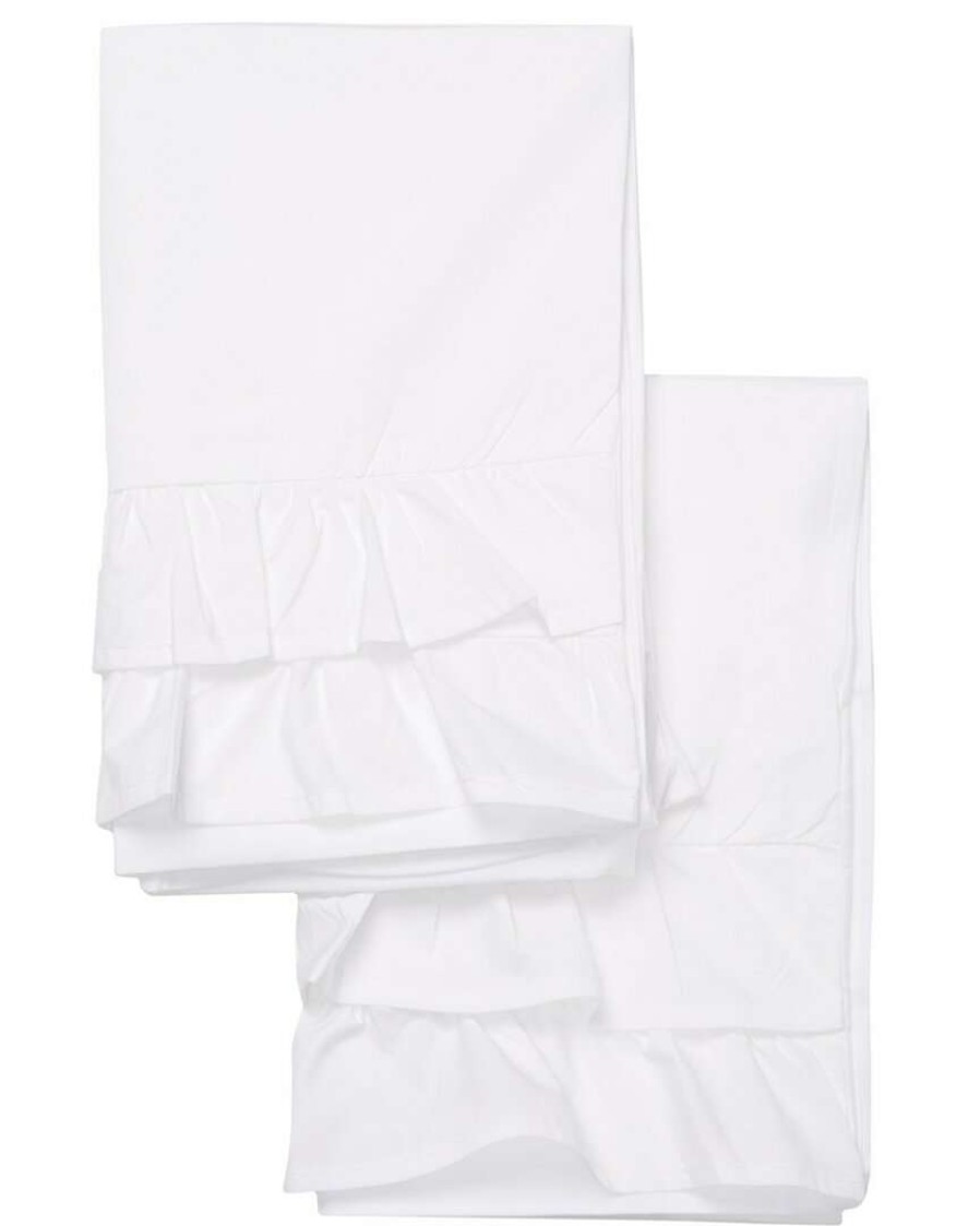 Pillowcases & Shams * | Melange Home 300Tc Percale Cotton Double Ruffle Pillowcase Set Pillowcases & Shams