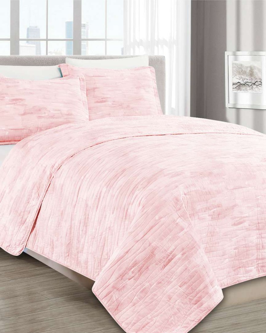 Comforters & Quilts * | Melange Barbarian Sleepy Texture Quilt Set Pink Home Comforters & Quilts