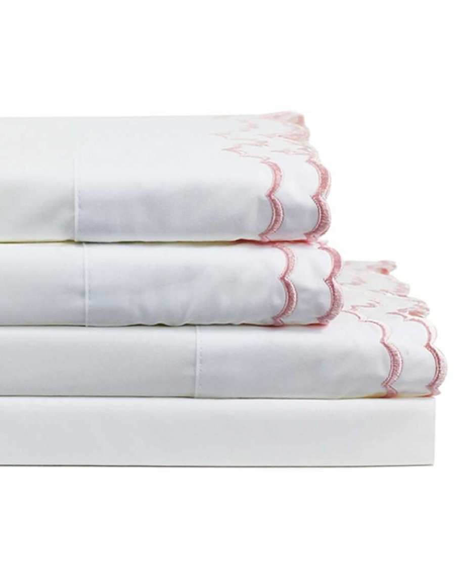 Sheets * | Melange Home Double Scalloped Embroidered Sheet Set Sheets White