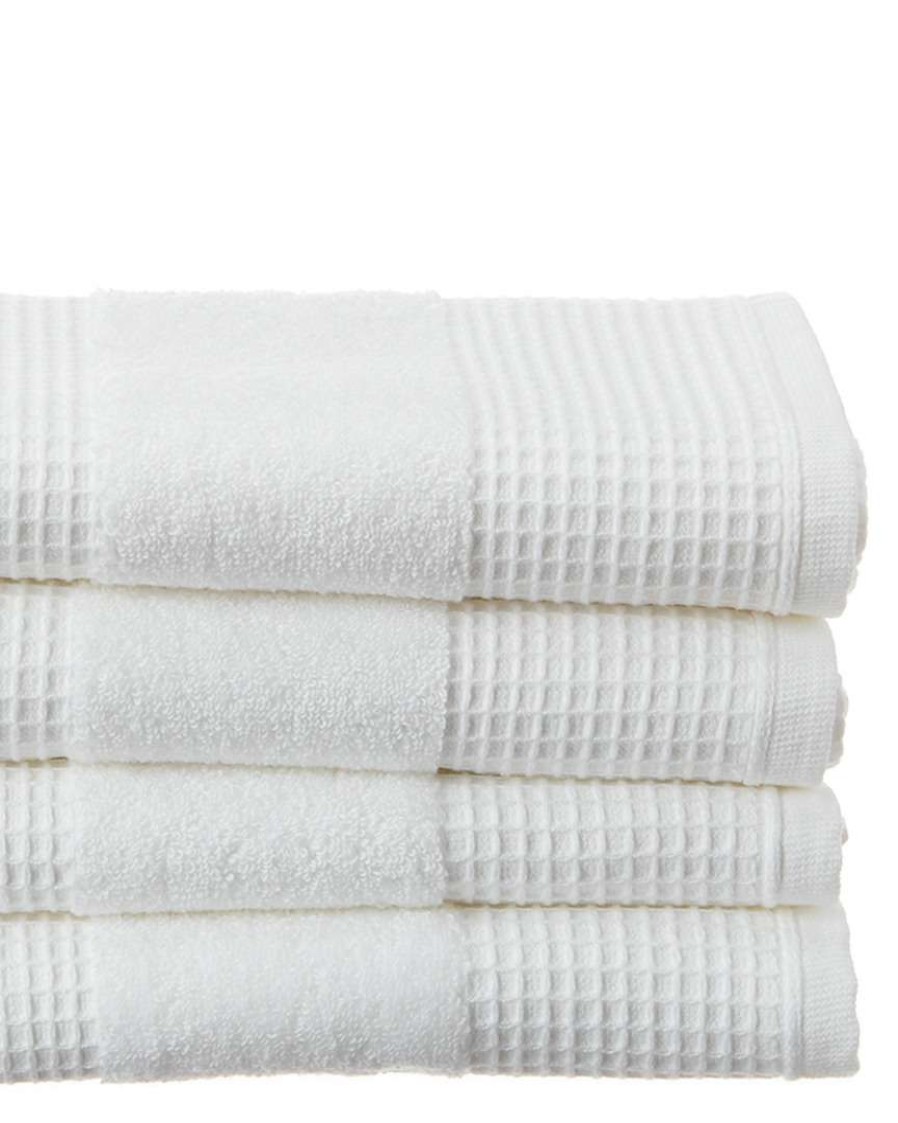 Bath Towels * | Melange Waffle Turkish Cotton Terry Hand Towel 4Pc Set Home Bath Towels