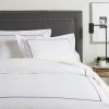 Duvet Inserts & Duvets * | Melange 300Tc Percale Single Embroidered Stripe Duvet Set Home Duvet Inserts & Duvets