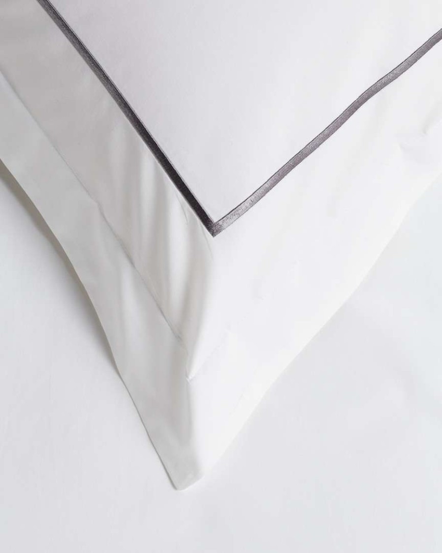 Duvet Inserts & Duvets * | Melange 300Tc Percale Single Embroidered Stripe Duvet Set Home Duvet Inserts & Duvets